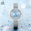 Bilek saatleri Business Quartz Kristal Gümüş Paslanmaz Çelik İzleme Ofis Sıradan Kadınlar Rhinestone Case Dekorasyon Minimalist Stylewrristwatche