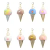 Keychains Multi-Color Pompom Hair Ball Keychain Gift Pendant Macaron Cone Cake Form Creative Key Chain Ring Accessories