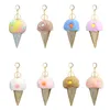 Porte-clés multicolore pompon boule de cheveux porte-clés cadeau pendentif Macaron cône gâteau forme créatif porte-clés anneau accessoires