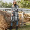 Dameswol Blends Autumn/Winter 2023 Europa en America Coat lange mouwen Trench Rapel Losse Wollen Plaid Shirt