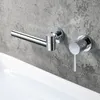 Bathroom Sink Faucets Wall Mounted Brass Basin Faucet Single Handle Mixer Tap Cold Water Bath MaBlack Chrome Set