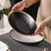 Ciotole Ciotola per zuppa in ceramica ovale satinata Forno commerciale Stoviglie speciali occidentali Set da portata Piatto giapponese