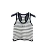Luxus-Designer-Frauen-T-Shirt Shirt Klassischer Streifen gestrickt für 2023 Summer Fit Slim Bottom Tank Top