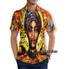 Camisas casuais masculinas masculinas havaianas de manga curta Africana Girl Art 3D Impresso plus size s-5xl Menas Men tops u28