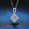 T46i سلاسل Zfsilver Fashion Trendy Classic 925 Silver 1CT Moissanite Nextric Square Necklace for Women Excalies Charms Gdedding Jewelry