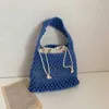 Evening Bags Purses for Women Cotton Linen Woven Hollow Out Handbag Straw Beach Side Shoulder Shopper Bag 230427
