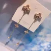 Dangle Boucles D'oreilles De Luxe Longue Fleur Goutte Pour Les Femmes De Mariage Zircon Cubique Dubaï Glands De Mariée Boucle D'oreille Bijoux Accessoires E9002