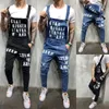 Heren jeans 2023 zomer gescheurde jumpsuit mode slanke denim overalls mannelijke Suspender broek S-3XL wereldwijde drop