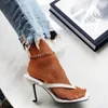 Slyckor Stylish Women's Heel Flip Flops Black High Heels White Sandals Women Mules Ladies Summer Shoes 230424