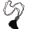 Hänge halsband bohemiska smycken mini kristallpärlor knutna druzy tassel charm Halsband kvinnor halsband