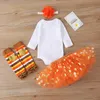 Ensembles de vêtements Halloween né fille ensemble de vêtements enfant en bas âge bébé lettre imprimer pull jupe bandeau couvre-pieds 4 pièces tenues 0-18m