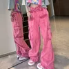 Pantaloncini da donna Moda Tie Dye Rosa Design Sense Piccolo dolce fresco a vita alta Jean Y2K vintage gamba larga tendenza dritta 230428