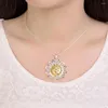 Collane con ciondolo UFOORO! Affascinante collana girocollo in argento placcato 925 con timbro rotondo giallo girasole CZ per gioielli da donna