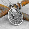 Pendentif Colliers Loup Hurler À La Lune En Acier Inoxydable Viking Collier Vintage Nordique Hommes Petit Ami Bijoux Cadeau En Gros