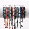 Strand Cute Design Cube ShapedNatural Stone Hematite Beaded Braided Macrame Jewelry Bracelet Men Women