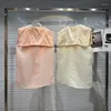 Kadın bluzları Borvemays gömlek kadın ince gevşek çekme püskül kolsuz düz renk tek göğüslü 2023 mesh wz1618
