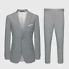 Ternos masculinos Men Set Blazer Vest Pant Light Grey Stripe Slim Fit 2023 Autumn Office Formal Business Cloom Wedding Groom Wear 58