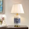 Tafellampen Chinese stijl blauwe en witte porseleinen lamp prachtige luxe volledige decoratieve lichten voor villa's woonkamers