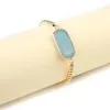 Bangle Fashion Stone Natural Bangles Amazonite Reiki Cura Jóias de quartzo de cor dourada para presentes de festa de aniversário femininos