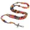 Hänge halsband Färgglada korshalsband katolska Jesus kristna bön med pärlor religiösa smycken