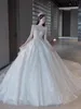 Vestidos de luxo vestido de casamento para noiva brilhante vestido de manga longa vestidos de noiva vestidos de noiva árabe dubai catedral trem feito sob encomenda ba