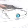 Bangle Tail Fish Mermaid Tear Blue Crystal Fairy Bling justerbar för kvinnor Dänta smycken gåvor flickor