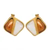 Hoop Earrings Style Stainless Steel Stud Earring Jewelry Resin Gold Plated
