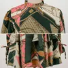 Robes décontractées Menahem 2023 créateur de mode Stand à manches longues à lacets ceintures robe femmes Vintage chaîne imprimer mince OL bureau court