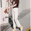 Femme Jeans Blanc Femme Denim Pantalon Boyfriend Simple Ample Mode Pleine Longueur Quotidien Rétro Vintage Ulzzang Loisirs Ados Conception Droite