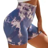 Short en marbre pour femmes, Bbiker, taille haute, Yoga, entraînement, gymnastique, tissu épais, butin résistant aux squats, court, teinture par nouage