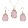 Anhänger Halsketten 1Set Böhmen Lewelry Gefälschte Drusy Druzy Rosa Harz Stein Anhänger Halskette Schmuck Kette Lang Für Frauen Weiblich N181