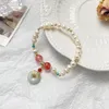 Braccialetti con ciondoli Stile coreano Piccolo ciondolo in agata concentrica dolce fresca per le donne Bracciale con perle d'acqua dolce Regalo di gioielli con corde da donna