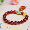 Strand Fine Blood Natural Crystal Bracelets Round Beads With Cheongsam Pendant Hand String Lucky Beauty For Women Gift Jewelry