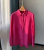 Kvinnors blusar Silk långärmad skjorta fransk elegant solid satin femme blus enkel stil toppar knapp upp ol kontor