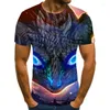 Camas de camisetas masculinas Estilo de verão Totem Pterodactyl 3D T-shirt Casual Casual Roupas de mangas curtas Harajuku Moda Design Tops