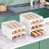Förvaringsflaskor Låda typ ägglåda container med datum påminnelse automatisk rullande plast kylskåp bricka kök mat arrangör