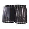 Underpants Men Panties Elastic Waistline Moisture Wicking Comfortable See-through Striped U-Bump Shorts Underwear