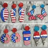 Dangle Earrings 2023 American Flag Independent Day Glitter Acrylic Studs Fourth Of July Memorial Wood Drop For Women