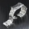 Watch Bands 22mm Silver Solid Curved End Links Replacement Band Strap Bracelet Double Push Clasp Fit For SKX007