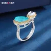 Solitaire Ring Vintage 8*12mm Paraiba Tourmaline Topaz Adjustable Rings for Women Party Cocktail Fine Jewelry Ring Anniversary Gift Accessories 230428