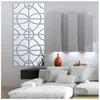 Wall Stickers Elliptical Geometry 3D Living Room TV Backdrop DIY Art Decor Home Entrance Acrylic Mirror