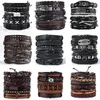 Charm Bracelets Braided Leather Bracelet Hip-Hop Punk DIY-Embellished Multi-Layer Beaded Men's Party Jewelry Accessories