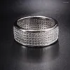 Cluster Rings Роскошная абзац мода 925 Серебряное серебряное кольцо Gemstone Shining 286pcs Полный симулированный алмазный палец для женщины подарок