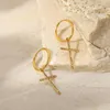 Hoop Earrings DEAR-LIFE Fashion Cross Set Zirconia Geometric Light Luxury Female Jewelry