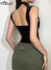 Zbiorniki damskie Camis fqlwl Summer Solid Faux PU skórzany top dla kobiet czarny rękawo O ZIP UP UP Up Crop StreetCon Bodycon 230428