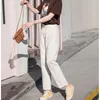 Femme Jeans Blanc Femme Denim Pantalon Boyfriend Simple Ample Mode Pleine Longueur Quotidien Rétro Vintage Ulzzang Loisirs Ados Conception Droite