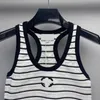 Luxus-Designer-Frauen-T-Shirt Shirt Klassischer Streifen gestrickt für 2023 Summer Fit Slim Bottom Tank Top