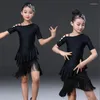 Bühnenkleidung Kinder Latin Dance Kleid Mädchen Quasten Rock Fransen Modernes Ballsaal Salsa Tango Rumba Kostüm