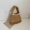 Evening Bags Purses for Women Cotton Linen Woven Hollow Out Handbag Straw Beach Side Shoulder Shopper Bag 230427