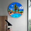 Väggklockor tropisk strand bad pool klocka sovrum tyst digital vardagsrum dekor modern design